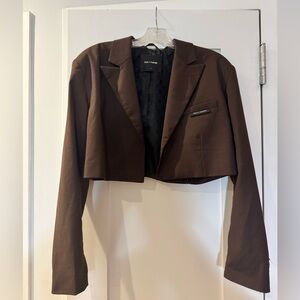 Daily Paper Women's Dark Brown Cropped Blazer